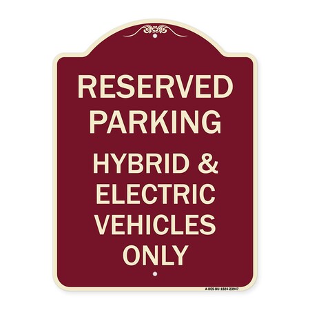 Signmission For Electrical Cars Reserved Parking Hybrid & Electric Vehicles Alum Sign, 24" x 18", BU-1824-23947 A-DES-BU-1824-23947